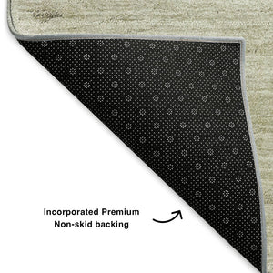 HomeRoots 8' Taupe and Beige Abstract Washable Round Rug with UV Protection – Durable, Stylish & Easy-Care! 651121