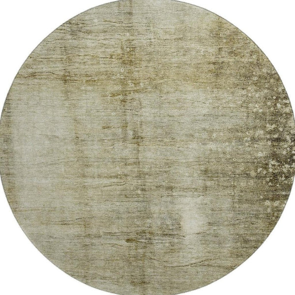 HomeRoots 8' Taupe and Beige Abstract Washable Round Rug with UV Protection – Durable, Stylish & Easy-Care! 651121