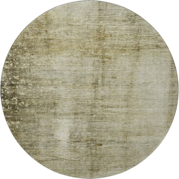 HomeRoots 8' Taupe and Beige Abstract Washable Round Rug with UV Protection – Durable, Stylish & Easy-Care! 651121