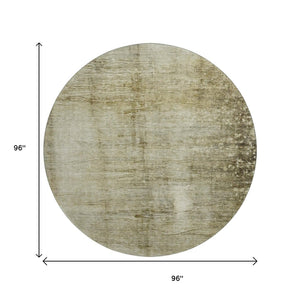 HomeRoots 8' Taupe and Beige Abstract Washable Round Rug with UV Protection – Durable, Stylish & Easy-Care! 651121