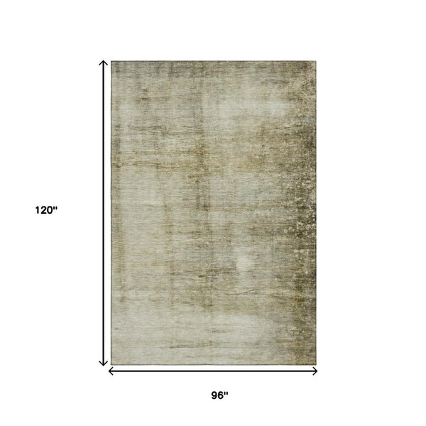HomeRoots 8' X 10' Taupe & Beige Abstract Area Rug - Washable, UV-Protected, Durable for Family-Friendly Homes 651122