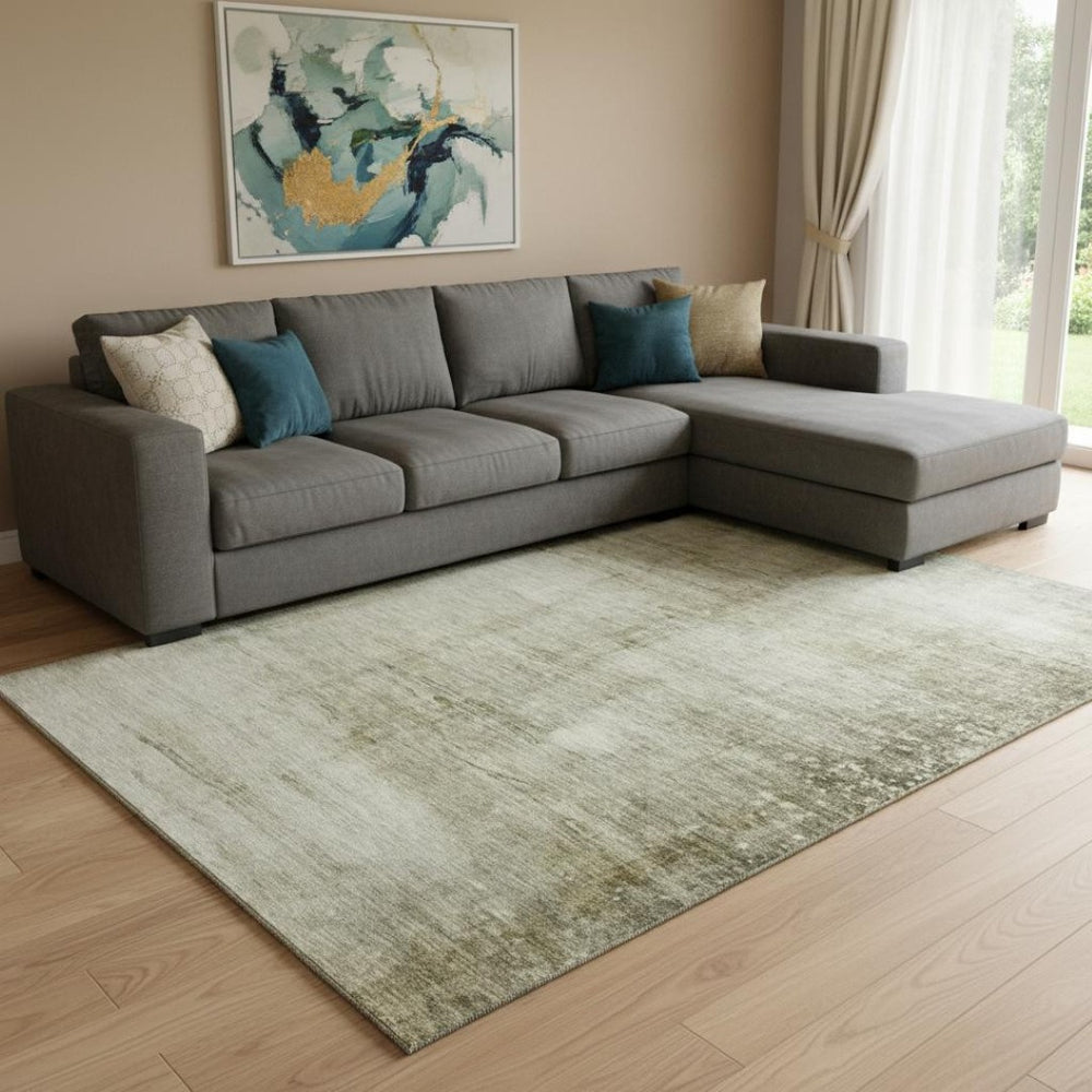 HomeRoots 9' X 12' Stylish Taupe & Beige Abstract Washable Area Rug with UV Protection for High-Traffic Homes 651123