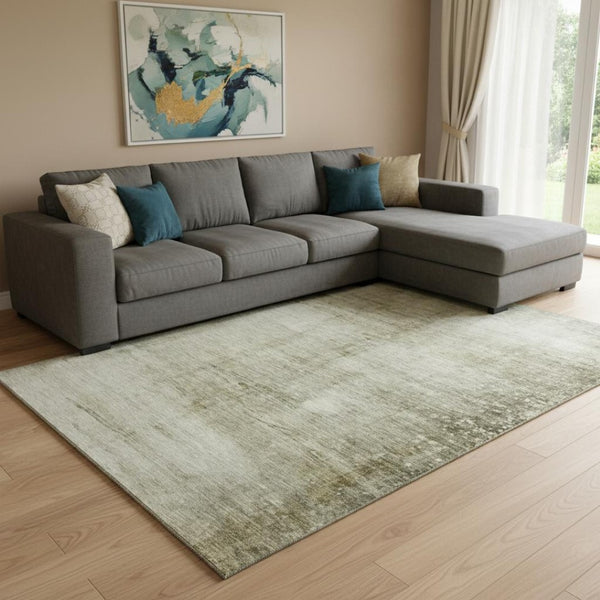 HomeRoots 9' X 12' Stylish Taupe & Beige Abstract Washable Area Rug with UV Protection for High-Traffic Homes 651123