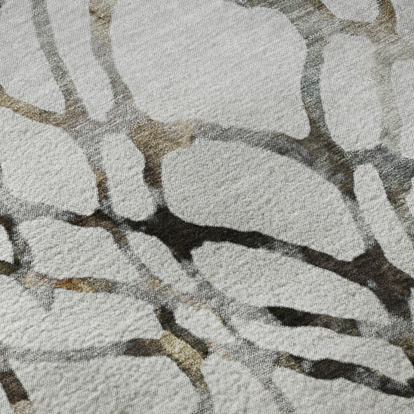 HomeRoots 9' X 12' Abstract Washable Area Rug in Silver Gray & Brown – Durable, UV-Protected Design for Homes 651129