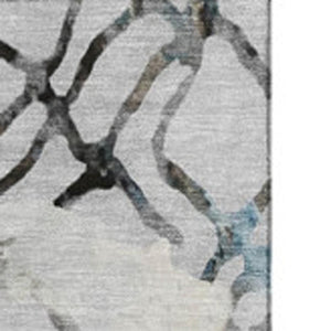 HomeRoots 10' X 14' Silver Gray & Brown Abstract Area Rug – Washable, UV Protected, Stain-Resistant Design! 651130