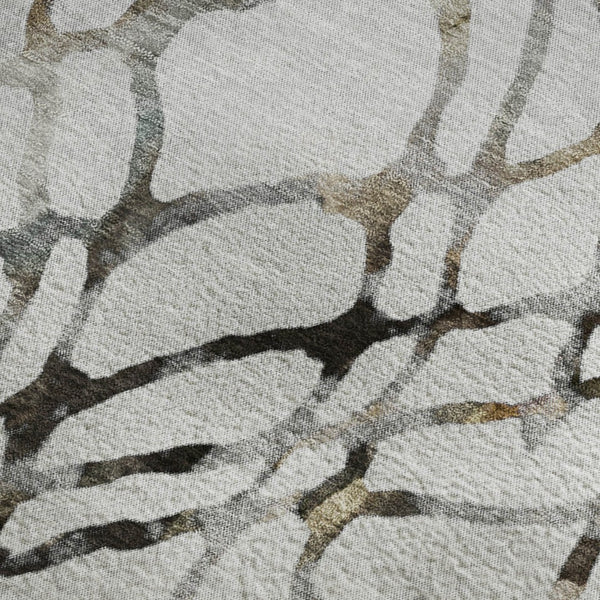 HomeRoots 10' X 14' Silver Gray & Brown Abstract Area Rug – Washable, UV Protected, Stain-Resistant Design! 651130
