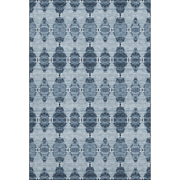 HomeRoots 5' X 8' Blue and Ivory Moroccan Area Rug - Durable, Washable, UV-Resistant for Stylish Living Spaces 651132