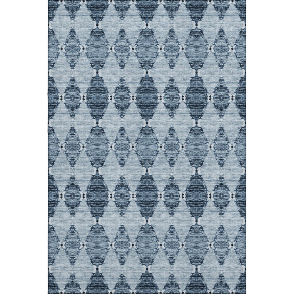 HomeRoots 9' X 12' Blue and Ivory Moroccan Area Rug - Washable, Stain-Resistant, UV Protected for Style & Durability! 651135