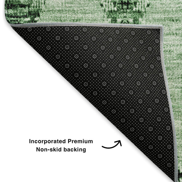 HomeRoots 5' X 8' Moroccan-Inspired Washable Area Rug in Emerald & Ivory – Stylish, Durable, UV Protected Design 651138