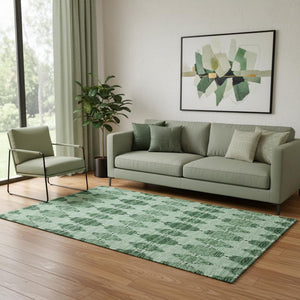 HomeRoots 5' X 8' Moroccan-Inspired Washable Area Rug in Emerald & Ivory – Stylish, Durable, UV Protected Design 651138