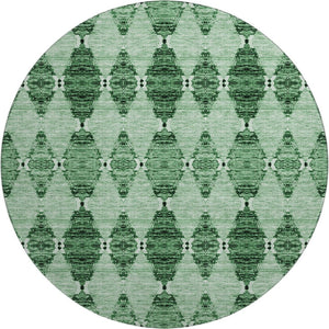 HomeRoots 8' Emerald and Ivory Moroccan Round Rug - Washable, UV Protected, Stain Resistant for Family Spaces 651139