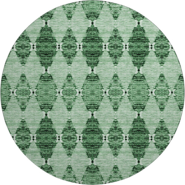 HomeRoots 8' Emerald and Ivory Moroccan Round Rug - Washable, UV Protected, Stain Resistant for Family Spaces 651139