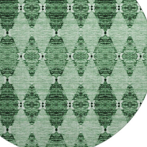 HomeRoots 8' Emerald and Ivory Moroccan Round Rug - Washable, UV Protected, Stain Resistant for Family Spaces 651139