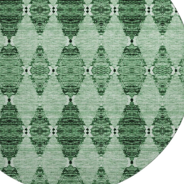 HomeRoots 8' Emerald and Ivory Moroccan Round Rug - Washable, UV Protected, Stain Resistant for Family Spaces 651139