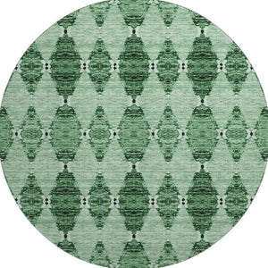 HomeRoots 8' Emerald and Ivory Moroccan Round Rug - Washable, UV Protected, Stain Resistant for Family Spaces 651139