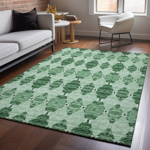 HomeRoots 8' X 10' Moroccan-Inspired Emerald & Ivory Area Rug - Washable, Stain Resistant, UV Protected Design 651140
