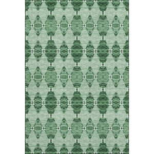 HomeRoots 8' X 10' Moroccan-Inspired Emerald & Ivory Area Rug - Washable, Stain Resistant, UV Protected Design 651140