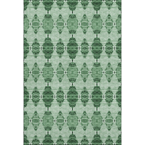 HomeRoots 8' X 10' Moroccan-Inspired Emerald & Ivory Area Rug - Washable, Stain Resistant, UV Protected Design 651140