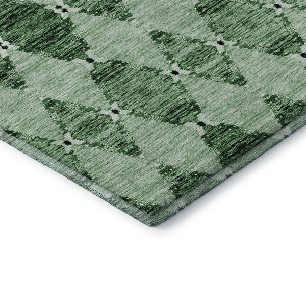HomeRoots 8' X 10' Moroccan-Inspired Emerald & Ivory Area Rug - Washable, Stain Resistant, UV Protected Design 651140