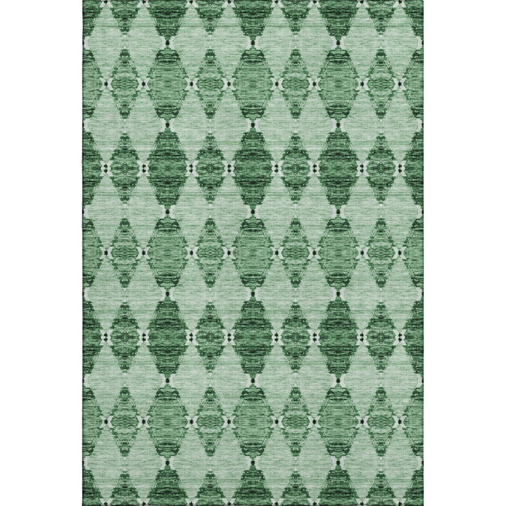 HomeRoots 10' X 14' Stunning Emerald and Ivory Moroccan Washable Area Rug with UV Protection for Homes 651142