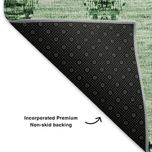 HomeRoots 10' X 14' Stunning Emerald and Ivory Moroccan Washable Area Rug with UV Protection for Homes 651142