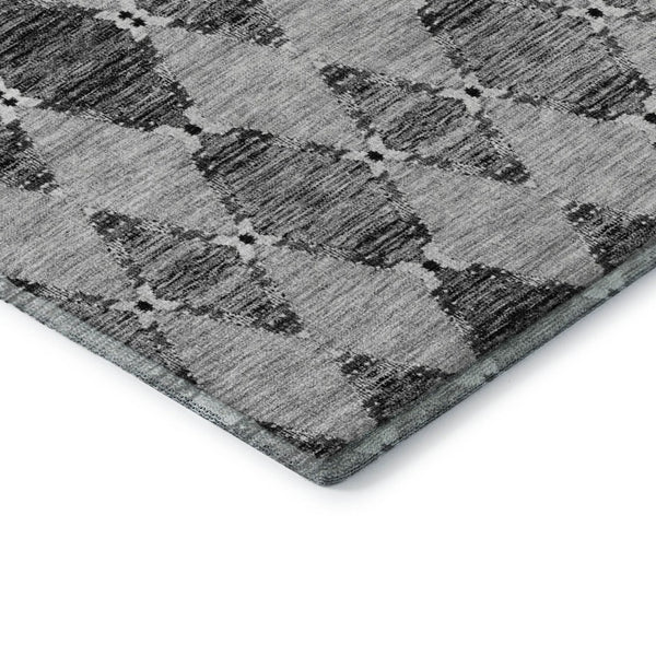 HomeRoots 5' X 8' Gray and Ivory Moroccan Washable Area Rug with UV Protection for Modern Homes and Families 651144
