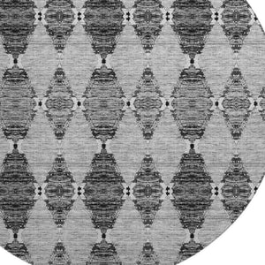 HomeRoots 8' Gray and Ivory Moroccan Round Rug - Washable, UV Protected, Stain Resistant for Busy Homes 651145
