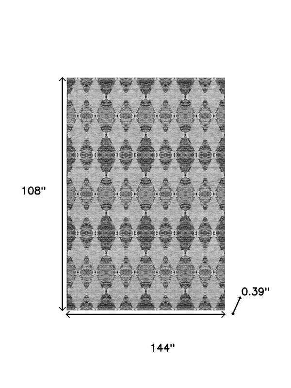 HomeRoots 9' X 12' Gray and Ivory Moroccan Washable Area Rug - Stylish, Durable, UV-Protected for Every Home! 651147
