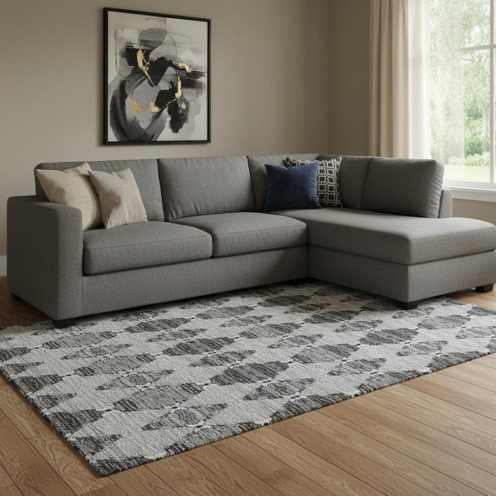 HomeRoots 9' X 12' Gray and Ivory Moroccan Washable Area Rug - Stylish, Durable, UV-Protected for Every Home! 651147