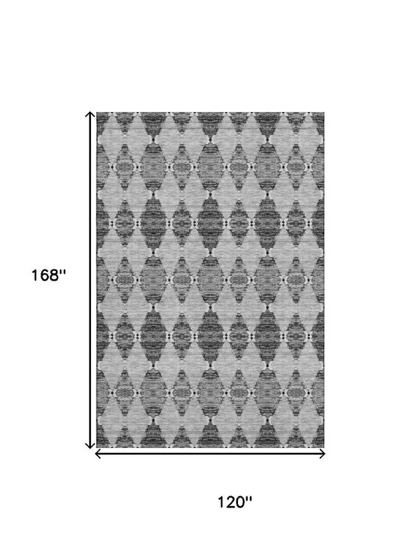 HomeRoots 10' X 14' Gray and Ivory Moroccan Washable Area Rug with UV Protection for Stylish, Easy Living Spaces 651148
