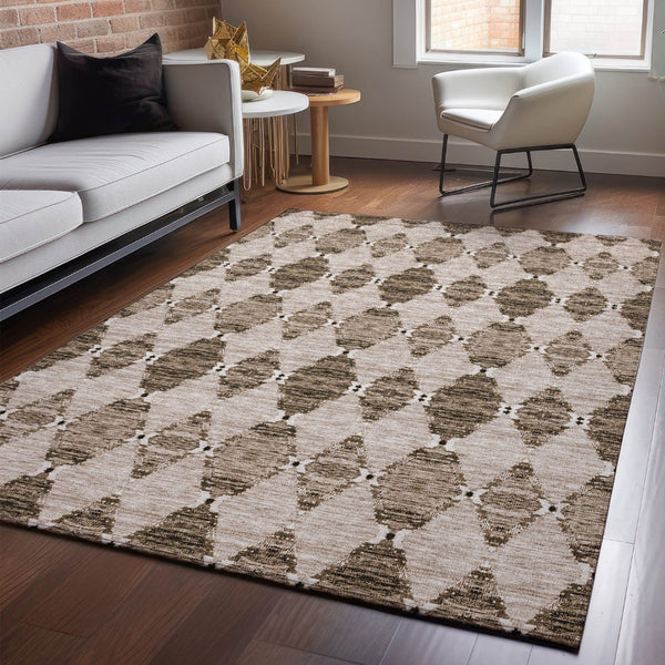 HomeRoots 5' X 8' Coffee & Ivory Moroccan Area Rug – Washable, UV-Protected, Stain-Resistant for Busy Homes 651150