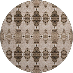 HomeRoots 8' Coffee & Ivory Moroccan Round Rug – UV Protected, Stain-Resistant for Family-Friendly Spaces 651151
