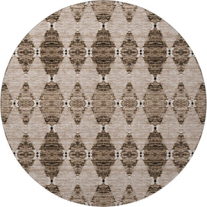 HomeRoots 8' Coffee & Ivory Moroccan Round Rug – UV Protected, Stain-Resistant for Family-Friendly Spaces 651151