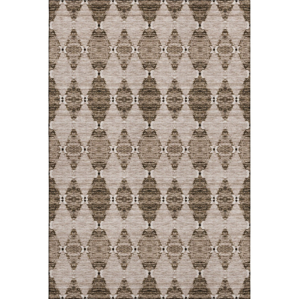 HomeRoots 8' X 10' Coffee & Ivory Moroccan Area Rug - Durable, Stain-Resistant, UV Protected for High-Traffic Spaces 651152