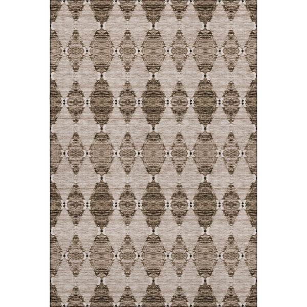 HomeRoots 8' X 10' Coffee & Ivory Moroccan Area Rug - Durable, Stain-Resistant, UV Protected for High-Traffic Spaces 651152