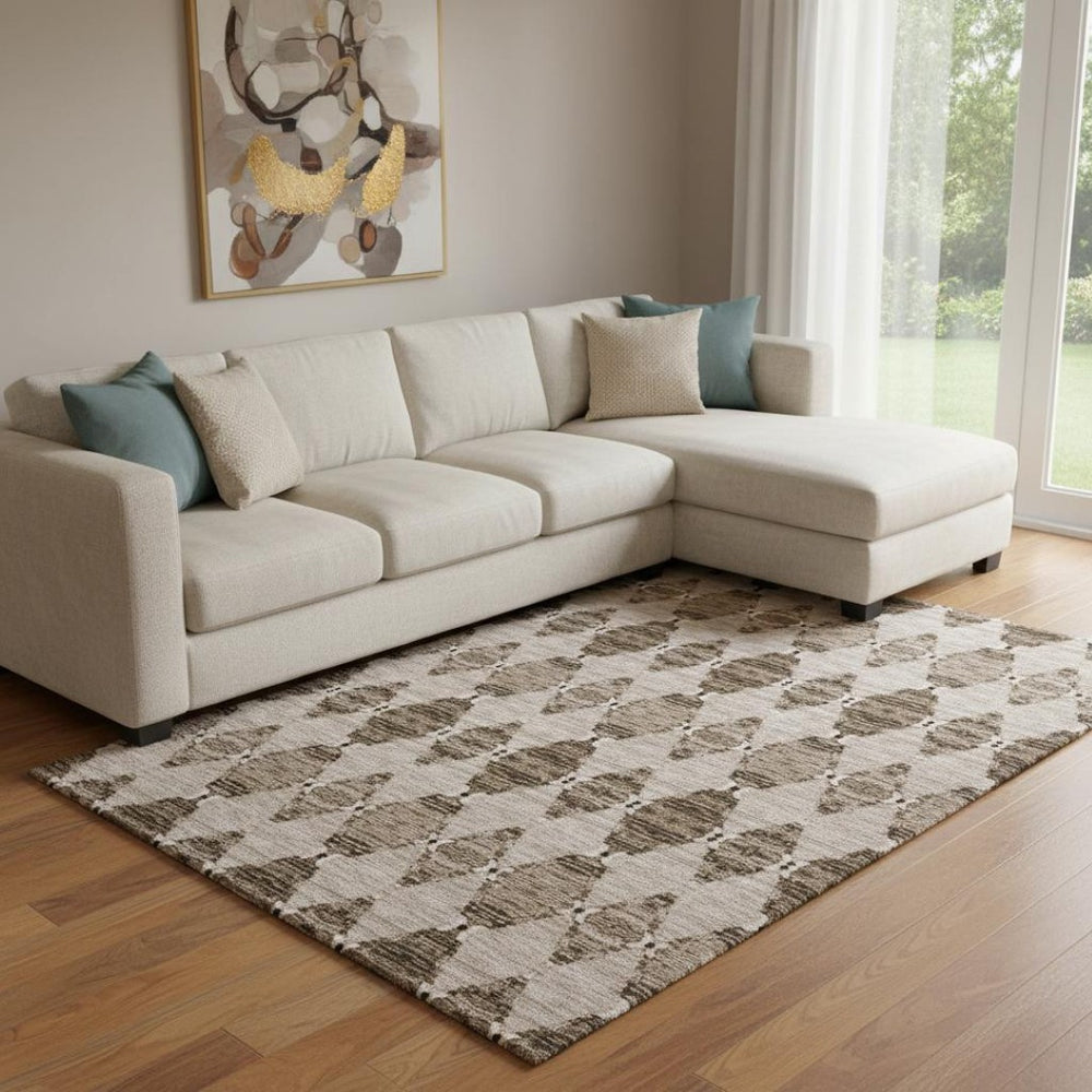 HomeRoots 8' X 10' Coffee & Ivory Moroccan Area Rug - Durable, Stain-Resistant, UV Protected for High-Traffic Spaces 651152