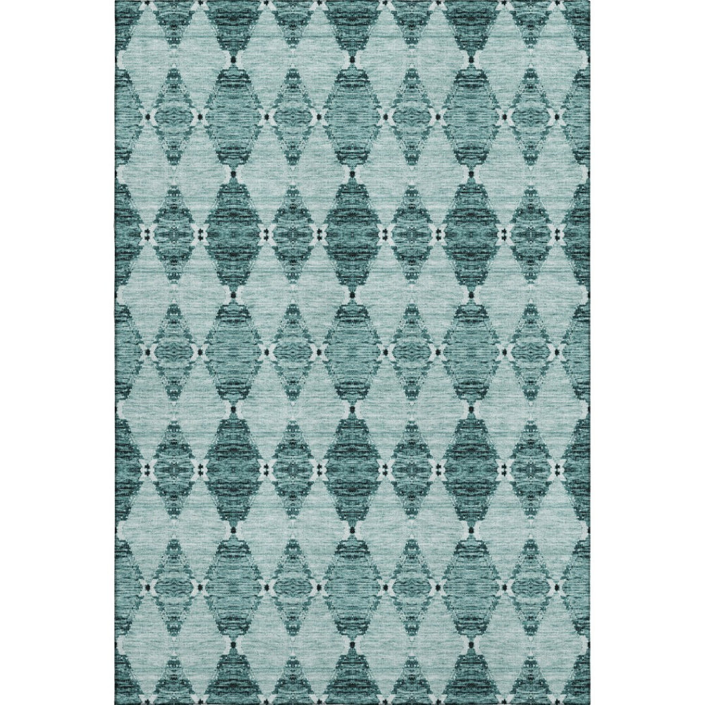 HomeRoots 8' X 10' Teal & Ivory Moroccan Area Rug – Soft, Stain Resistant, UV Protected for Active Homes! 651158