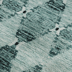 HomeRoots 8' X 10' Teal & Ivory Moroccan Area Rug – Soft, Stain Resistant, UV Protected for Active Homes! 651158