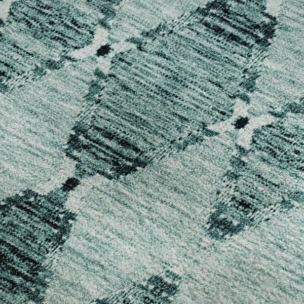 HomeRoots 8' X 10' Teal & Ivory Moroccan Area Rug – Soft, Stain Resistant, UV Protected for Active Homes! 651158