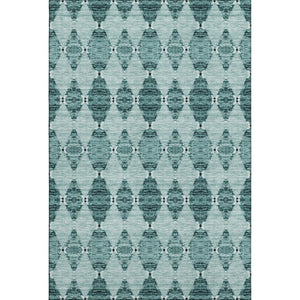 HomeRoots 9' X 12' Teal and Ivory Moroccan Area Rug - Stylish, Washable, UV Protected, Perfect for Any Room! 651159