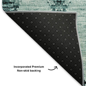 HomeRoots 9' X 12' Teal and Ivory Moroccan Area Rug - Stylish, Washable, UV Protected, Perfect for Any Room! 651159