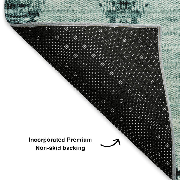 HomeRoots 9' X 12' Teal and Ivory Moroccan Area Rug - Stylish, Washable, UV Protected, Perfect for Any Room! 651159