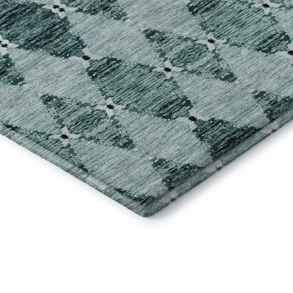 HomeRoots 9' X 12' Teal and Ivory Moroccan Area Rug - Stylish, Washable, UV Protected, Perfect for Any Room! 651159