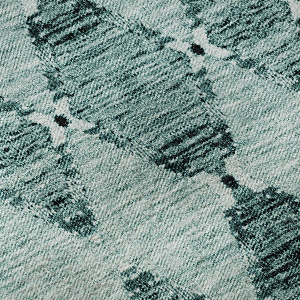 HomeRoots 9' X 12' Teal and Ivory Moroccan Area Rug - Stylish, Washable, UV Protected, Perfect for Any Room! 651159