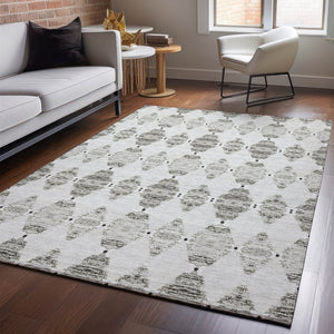 HomeRoots 5' X 8' Taupe and Ivory Moroccan Area Rug - Durable, Washable with UV Protection for Cozy Spaces 651162