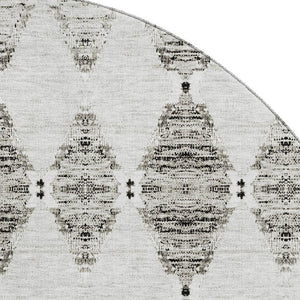 HomeRoots 8' Taupe and Ivory Moroccan Round Rug - Washable, UV Protected, Stain Resistant for Easy Care 651163