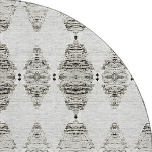 HomeRoots 8' Taupe and Ivory Moroccan Round Rug - Washable, UV Protected, Stain Resistant for Easy Care 651163