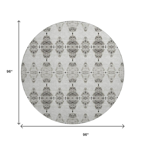 HomeRoots 8' Taupe and Ivory Moroccan Round Rug - Washable, UV Protected, Stain Resistant for Easy Care 651163