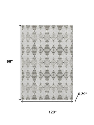 HomeRoots 8' X 10' Taupe and Ivory Moroccan Washable Area Rug - Durable, Stain-Resistant, Perfect for Families! 651164
