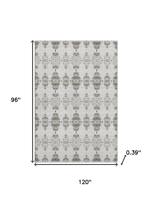 HomeRoots 8' X 10' Taupe and Ivory Moroccan Washable Area Rug - Durable, Stain-Resistant, Perfect for Families! 651164
